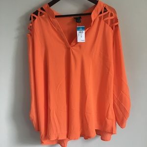 Orange Cut Out Blouse